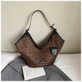 Schicke Vintage Leopard Tote Tasche mit schwarzem Schultergurt für den modischen Herbst - Braun (Mit Anhänger)