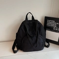 Zaino nero minimalista in nylon di grande capacità con finitura opaca e doppie cinghie - Nero