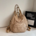 Zaino versatile in nylon kaki da donna con grande capacità e tasche multifunzionali - Cachi
