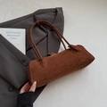 Braune Vintage-Tasche aus Wildlederimitat mit zwei Schultergurten im schicken Herbststil - Braun