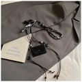 Mini black suede shoulder bag with wood bead strap and geometric pattern silk scarf wrap - Style 2 / Black