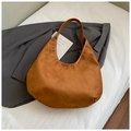 Minimalist brown suede hobo bag for women featuring a spacious vintage design for daily use - Brown