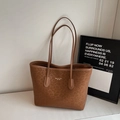 Brown leopard print tote bag with double shoulder straps and large capacity for women - Brown No Pendant