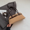 Vintage khaki bowling bag with dark brown straps and adjustable shoulder strap - Khaki (No Pendant)