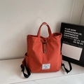 Mochila minimalista de lona naranja con cierre de cordón y diseño de gran capacidad - Naranja