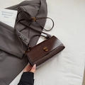 Vintage dark brown square crossbody bag with gold twist lock and knotted handle detail - No Pendant / Coffee