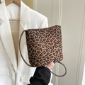 Mini leopard print square handbag with slim brown shoulder strap and frosted texture - Leopard Print No Charm