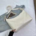Cream white large capacity tote bag with CHUUDON embossed logo and adjustable strap - Rice White (No Pendant)