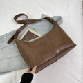 Deep brown large capacity faux leather tote bag with adjustable strap and casual style - Brown No Pendant