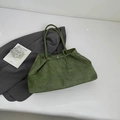Sac fourre-tout minimaliste en daim vert sauge avec fines bretelles et grande capacité - Vert