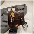 Dunkelbrauner Rucksack mit Webstruktur, Vintage-Messenger-Stil und Perlen-Quaste - Mit Anhänger / Braun