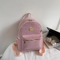 Damen-Rucksack mit rosa Leopardenmuster, Prägetextur und goldfarbenen Metallakzenten - Rosa