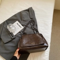 Minimalist large brown shoulder bag with chain strap for office and commute - No Pendant / Brown