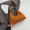 Braune Wildleder Hobo-Tasche im Vintage-Stil mit eleganter Halbmondform für Damen - Braun