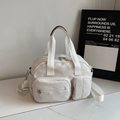 Versatile off-white multi-pocket nylon shoulder bag with adjustable strap for women - Off-white