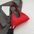 Rote Damen-Hobo-Tasche aus Wildleder mit Lederbesatz und stilvollen Metallfüßen - Rot