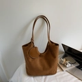 Borsa tote in ecopelle scamosciata marrone con portamonete e capienza elevata - Marrone