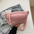 Gesteppte hellrosa Umhängetasche für Damen mit Wellenmuster und verstellbarem Gurtband - Rosa