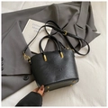 Minimalist black faux leather tote bag with gold hardware and adjustable strap - Black without Pendant