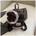 Leopard-Mini-Rucksack mit Spitzenborte und passendem Haargummi-Set für Damen - Braun