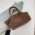 Braune Shopper-Tasche mit Leopardenmuster, Ledergriffen und goldenem Metallverschluss - Braun