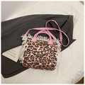 Leopardenmuster Canvas-Einkaufstasche mit rosa Henkeln und modischen Fransen - Rosa Leopardenmuster / Rosa