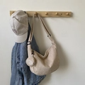 Sac bandoulière en velours côtelé beige avec sangle réglable et petit porte-monnaie - Kaki