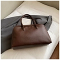 Deep coffee brown pebbled leather tote bag for women featuring a minimalist commute style - Coffee without Pendant