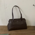 Minimalist vintage dark brown shoulder bag with a matte finish and dual strap design - Coffee without Pendant