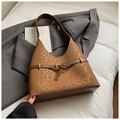Bolso hobo de ante con estampado de leopardo para mujer con detalles de cuero - Marrón Sin Colgante