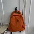 Lightweight bright orange nylon travel backpack with black handle and large letter print - No Pendant / Orange