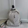 Cream white lightweight large capacity backpack with black letter print for students - No Pendant / Off-white