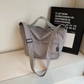 Grand sac fourre-tout gris-violet imperméable avec bandoulière et poches multiples - Gris