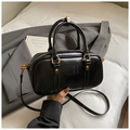 Bolso Boston negro con logotipo MIRA MIRA en relieve y detalles dorados - Negro