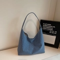 Bolso tote azul con estampado de leopardo, textura mate y gran capacidad de estilo casual - Azul