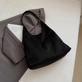 Large black suede tote bag with minimalist matte finish for daily autumn commuting - Black