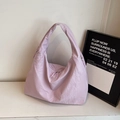 Bolso tote minimalista lila con cremallera doble y diseño espacioso para el diario - Morado
