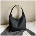 Minimalist black matte leather hobo bag with gold zipper for stylish daily commuting - Black