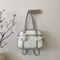 Sac fourre-tout blanc avec ailes, motifs d'étoiles, notes de cœur et charme en peluche - Gris Avec Pendentif