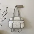 Sac fourre-tout gris à motif étoiles avec ailes en peluche et logo cœur style coréen - Gris Sans Pendentif