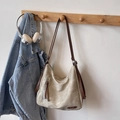 Vintage beige hobo bag with brown straps and textured faux leather finish - Off-white Without Pendant