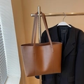Minimalistische braune Shopper-Tasche aus Kunstleder mit großem Fassungsvermögen - Kaffee ohne Anhänger