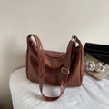 Grand sac cabas marron caramel avec doubles bandoulières et garnitures dorées chic - Sans Pendentif / Marron