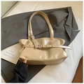 Sac à épaule plissé beige en similicuir avec bandoulière décorative à œillets métalliques - Kaki (Sans Pendentif)