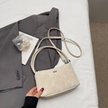 Minimalist beige soft leather bucket bag with silver hardware and spherical charms - Off-white Without Pendant