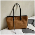 Brown quilted tote bag with black handles and vintage diamond pattern for daily commute - Brown No Pendant
