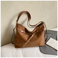 Brown leopard print Hobo bag with vintage gold hardware and leather shoulder strap - Brown No Pendant