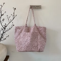 Rosa Canvas-Tragetasche mit Leopardenmuster und großem Fassungsvermögen für Damen - Rosa Leopard