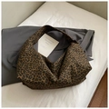 Chic leopard print canvas hobo shoulder bag with large capacity for women - Coffee No Charm