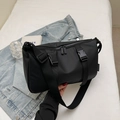 Black casual nylon crossbody bag with waterproof fabric and dual zipper detail - Black Large